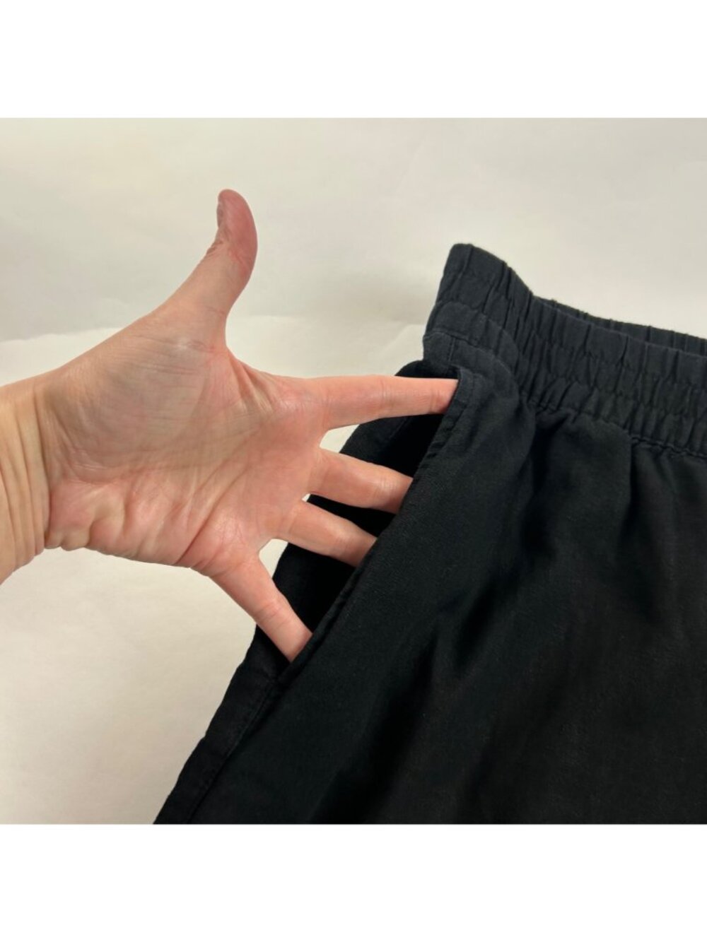 PETITE Old Navy Black Linen Blend Wide leg Lounge Pant LP - Picture 3 of 7
